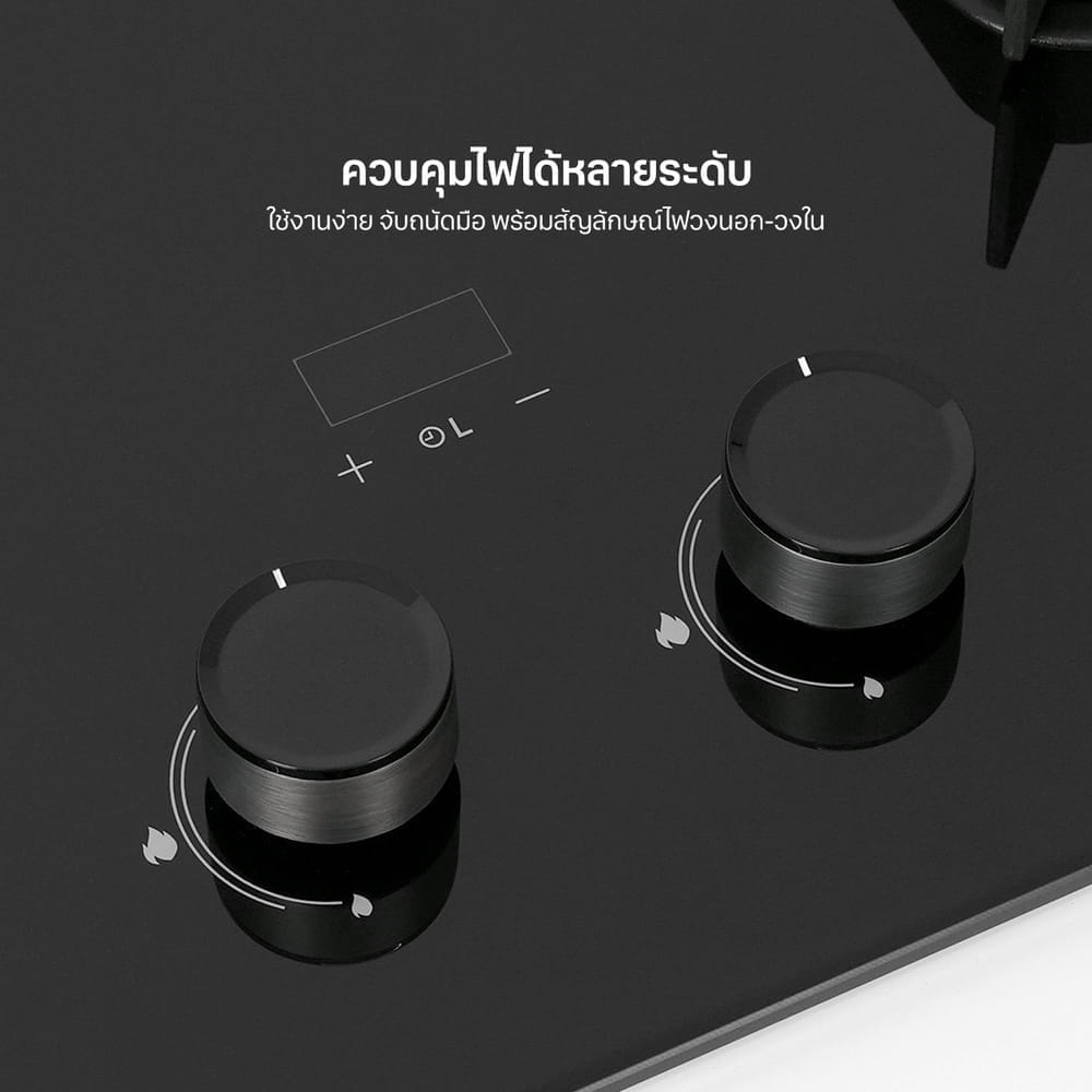 เตาแก๊สฝัง 2 หัว แบบฝัง ฐานกระจก EVE HB73-B789G/BG PLUS73 ซม. สีดำ